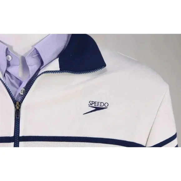 Speedo Vintage 1980's Blue/White Zip Front Track Jacket Unisex XL - Picture 4 of 10
